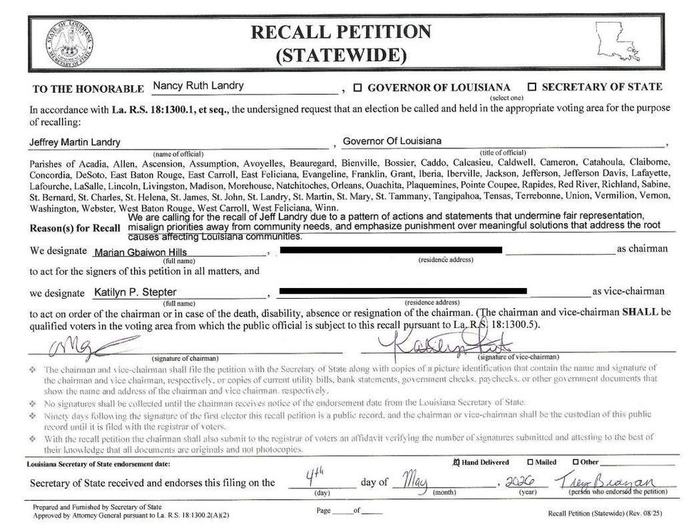 Landry Recall Petition