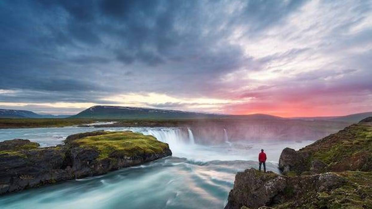 Landscape of Iceland with Godafoss waterfall