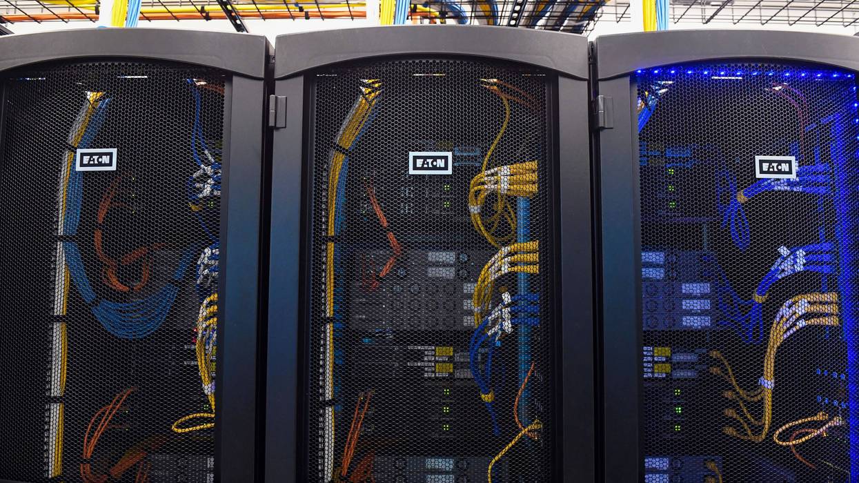 Large computer server towers.