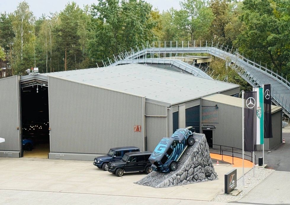 large off-road course where visitors can drive various G-Class models on challenging terrain to experience the vehicle