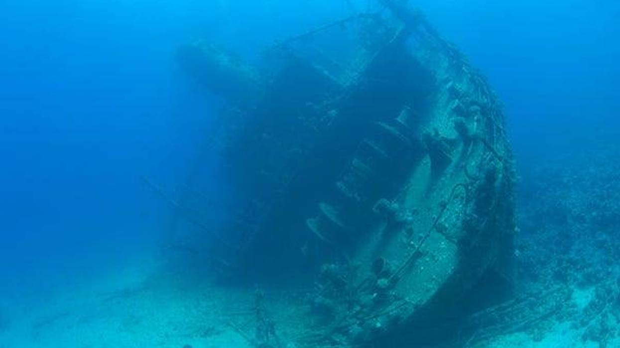 Large stern section of an underwater shipwreck