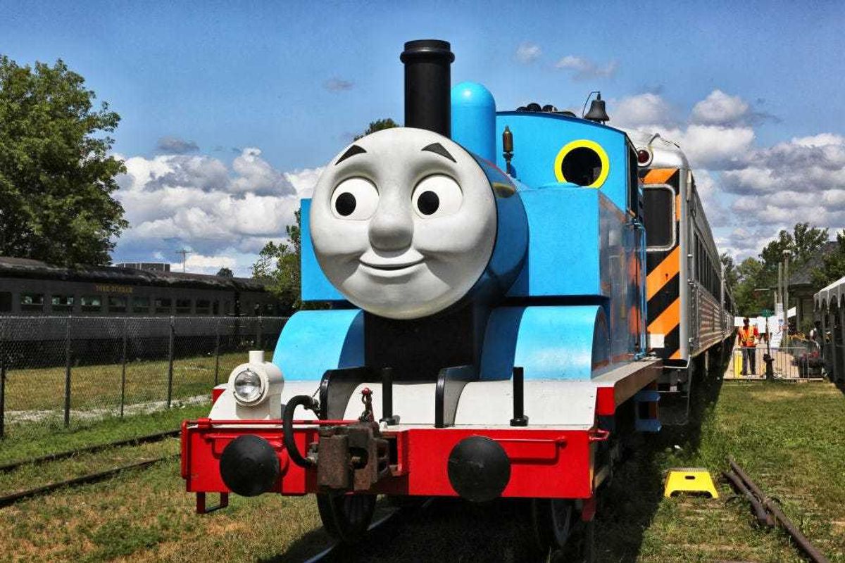 Large working replica steam engine of the popular children's storybook character Thomas the Tank Engine is seen during a 'Day out With Thomas' in Uxbridge, Ontario, Canada, Aug. 11, 2019.
