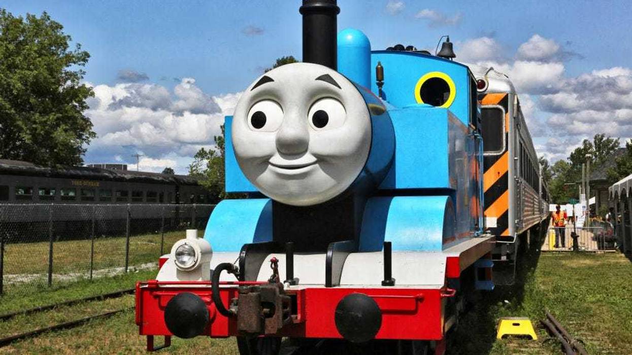 Large working replica steam engine of the popular children's storybook character Thomas the Tank Engine is seen during a 'Day out With Thomas' in Uxbridge, Ontario, Canada, Aug. 11, 2019.