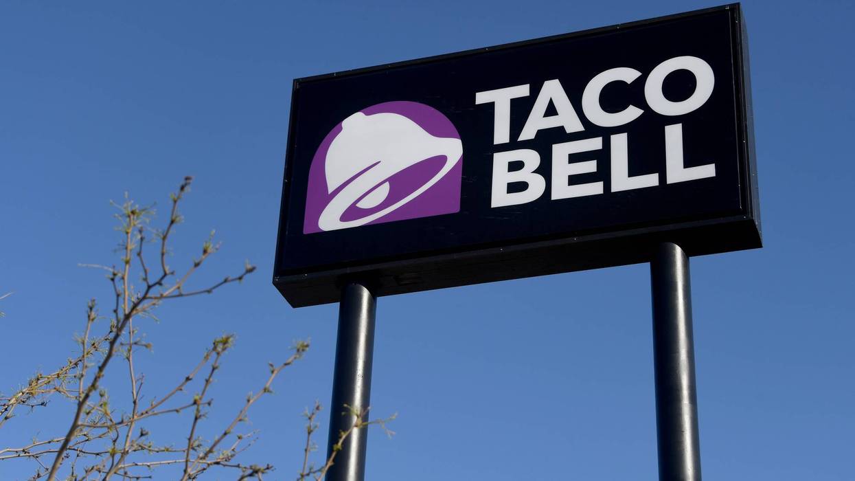 LAS VEGAS, NEVADA - MARCH 30: An exterior view shows a sign at a Taco Bell restaurant on March 30, 2020 in Las Vegas, Nevada. Taco Bell Corp. announced that on March 31, 2020, the company will give everyone in the country one free beef nacho cheese Doritos Locos Taco, no purchase necessary, to drive-thru customers at participating locations while supplies last as a way of thanking people who are helping their communities in the wake of the coronavirus pandemic. The company also announced it would relaunch its Round Up program, which gives customers the option to "round up" their order total to the nearest dollar, to raise funds for the No Kid Hungry campaign. The Taco Bell Foundation will also be donating $1 million dollars to the campaign.