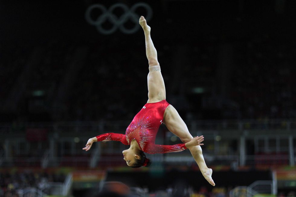 Laurie Hernandez performing her routine which won her the silver medal
