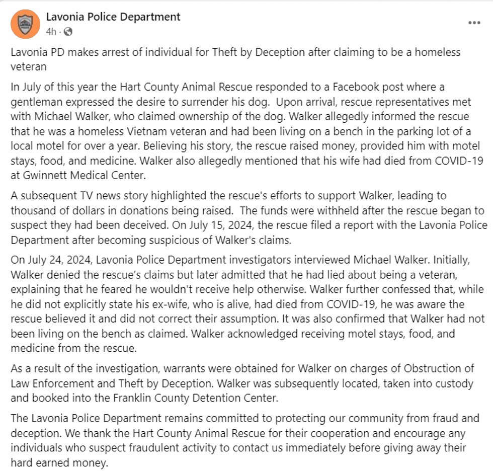 Lavonia PD Facebook Page