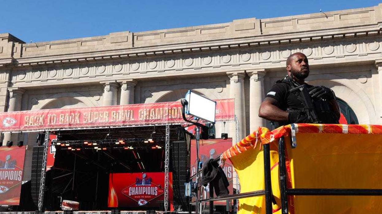 Law enforcement responds to a shooting at Union Station during the Kansas City Chiefs Super Bowl LVIII victory parade on February 14, 2024 in Kansas City, Missouri. Several people were shot and two people were detained after a rally celebrating the Chiefs Super Bowl victory. (Photo by Jamie Squire/Getty Images)