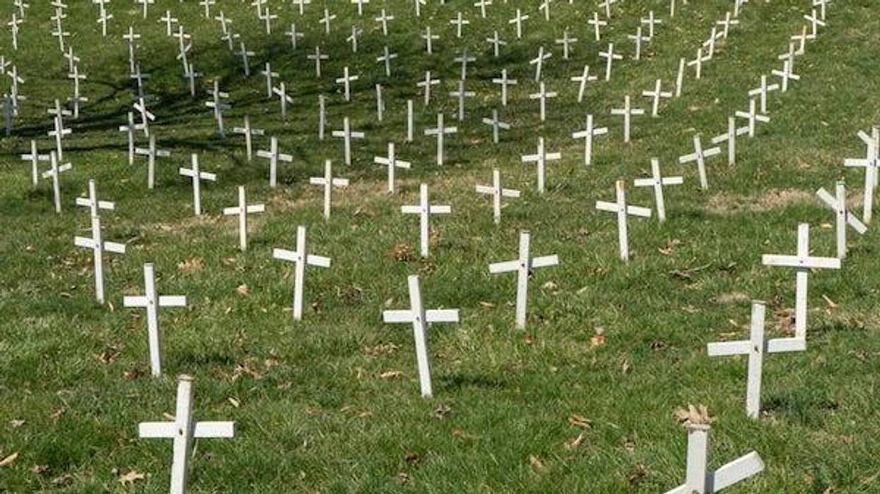 Lawn with white crosses