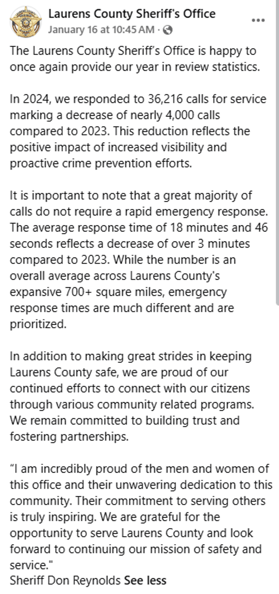 LCSO Facebook Page