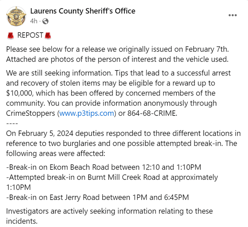 LCSO Facebook Page