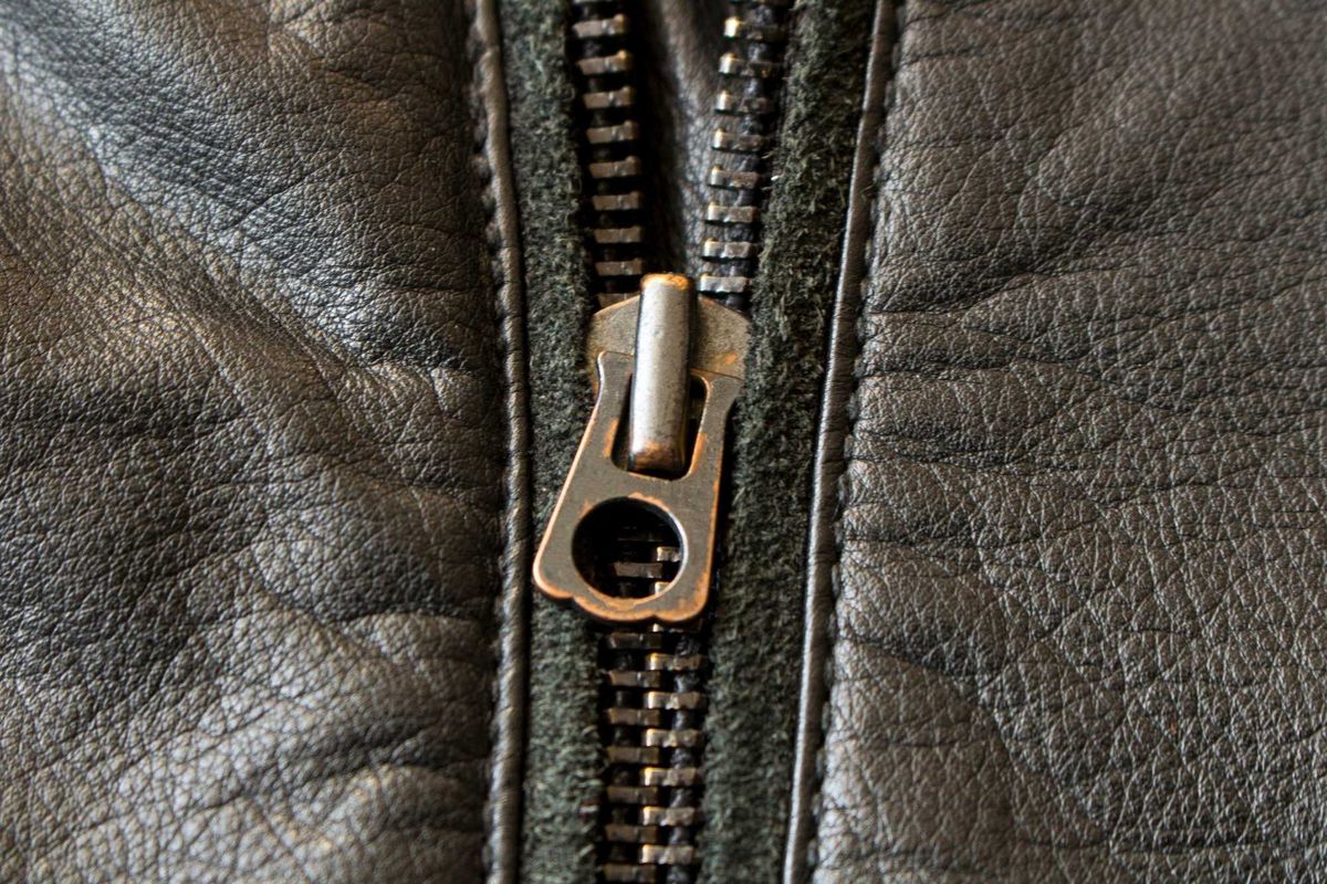 Leather and zipper stock photo.