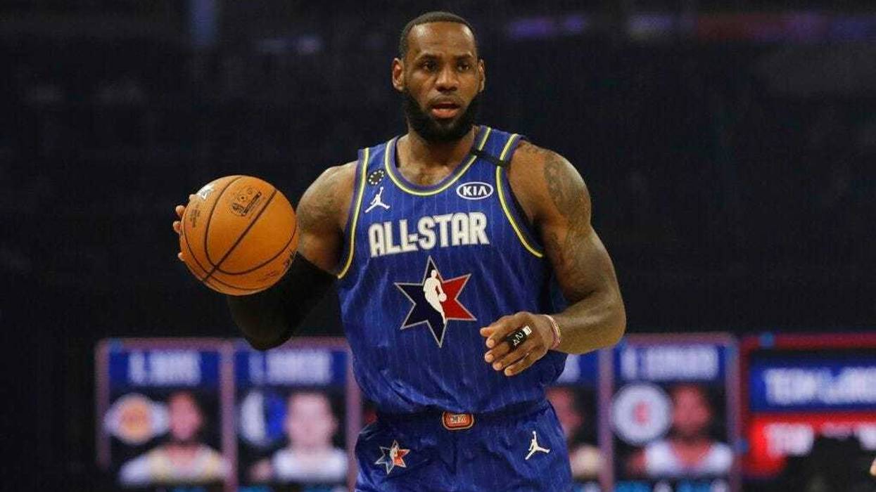LeBron James of the Los Angeles Lakers dribbles during the first half of the NBA All-Star basketball game Sunday, Feb. 16, 2020, in Chicago.