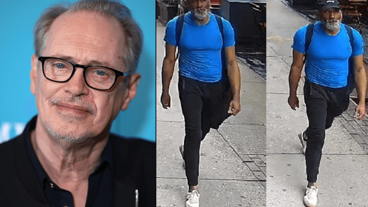 Left: Steve Buscemi attends the "Problemista" New York Screening at Village East Cinema on February 27, 2024. Right: The suspect in the attack on Buscemi