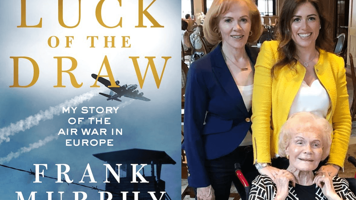 (Left) The cover of the new edition of "Luck of the Draw." (Right) Melas posing for a picture with her mother and grandmother.