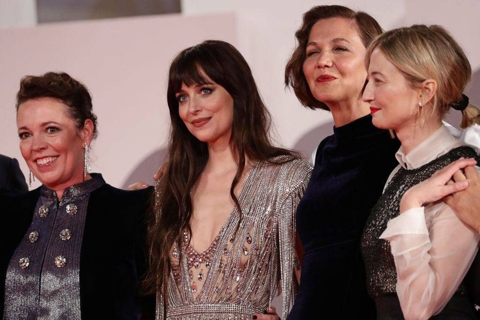 (left to right) Olivia Colman, Dakota Johnson, Maggie Gyllenhaal and Alba Rohrwacher at the 2021 Venice International Film Festival