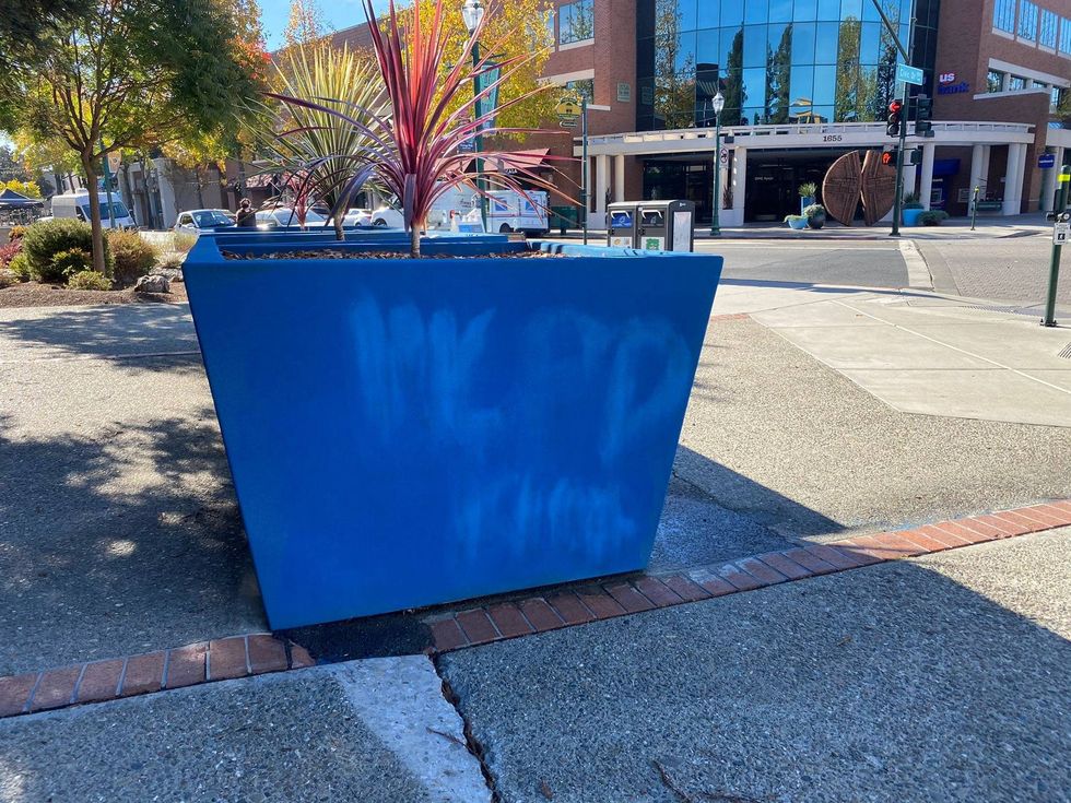 Leftover graffiti in downtown Walnut Creek.