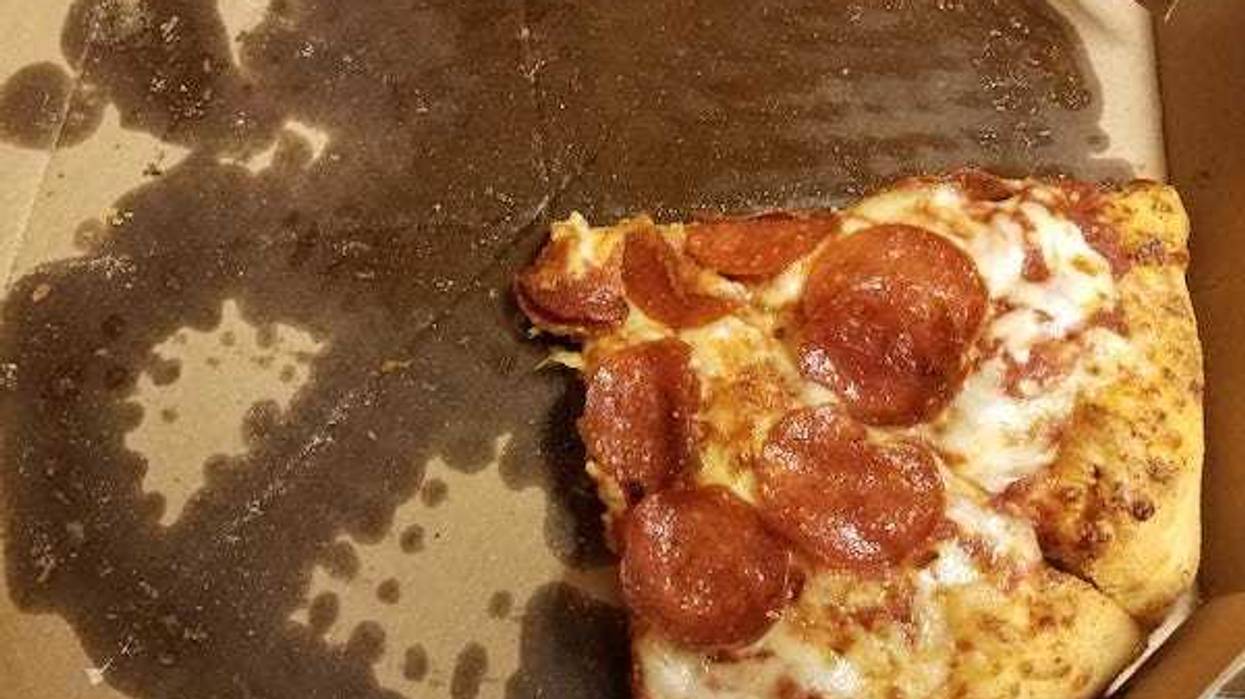 Leftover pizza in a box