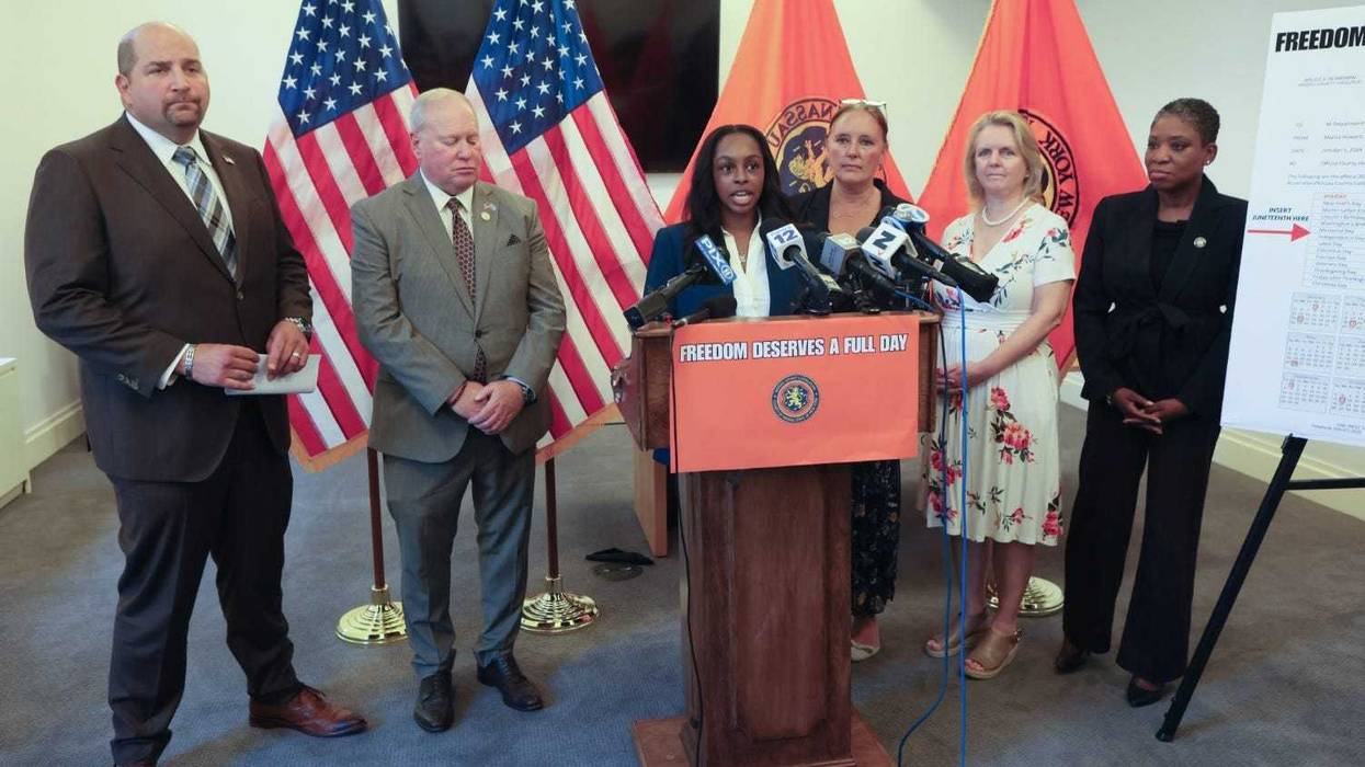 Leg. Seth Koslow, Arnold Drucker, Olena Nicks, Delia DeRiggi-Whitton, Debra Mulé, State Senator Siela Bynoe (L to R).