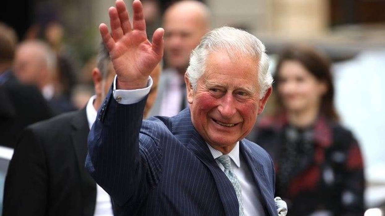 LEIPZIG, GERMANY - MAY 08: Prince Charles, Prince of Wales waves to well wishers as he arrives at St. Thomas Church on May 8, 2019 in Leipzig, Germany. Their Royal Highnesses are paying an official visit to Germany at the request of the British government