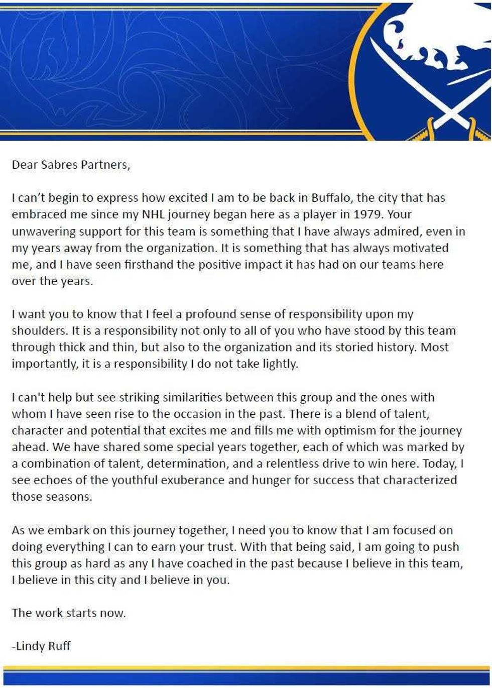 Letter from Lindy Ruff