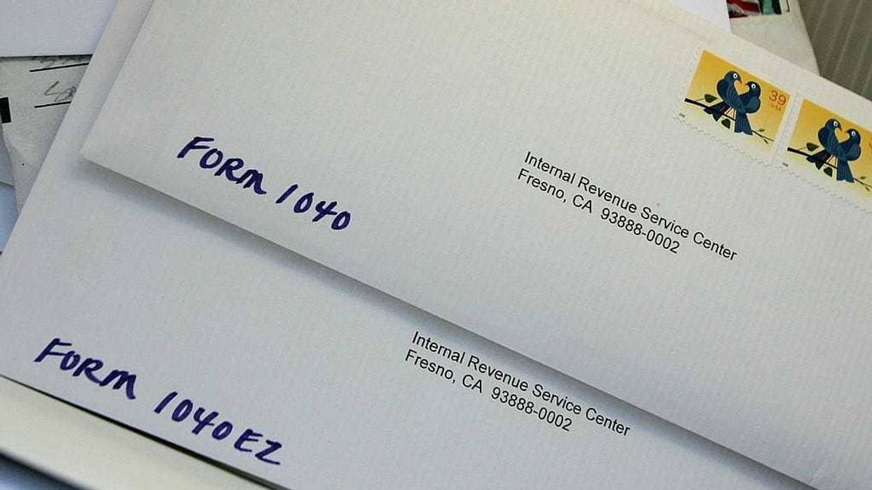 Letters to the Internal Revenue Service are piled up at the U.S. Post Office curbside drop off April 17, 2007 in San Francisco, California.