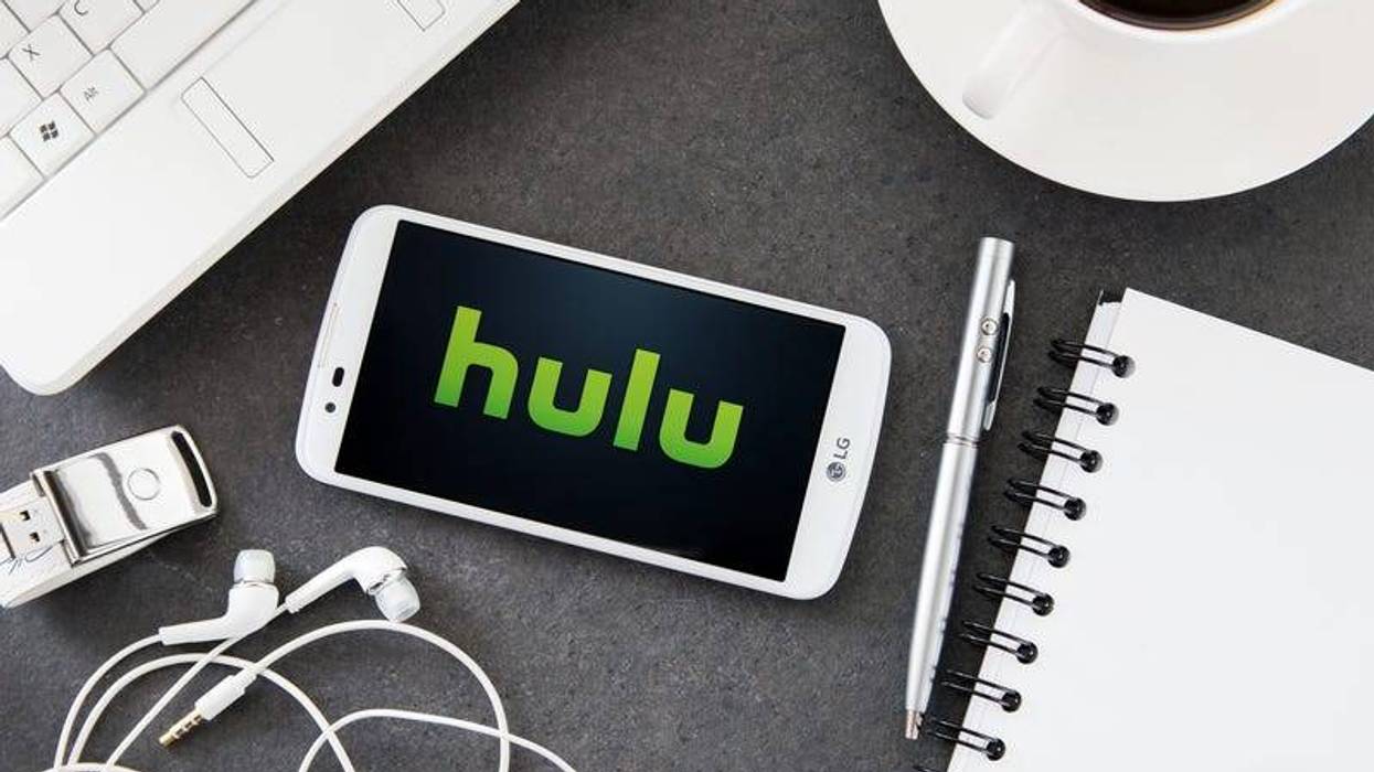 LG K10 with Hulu application laying on desk.