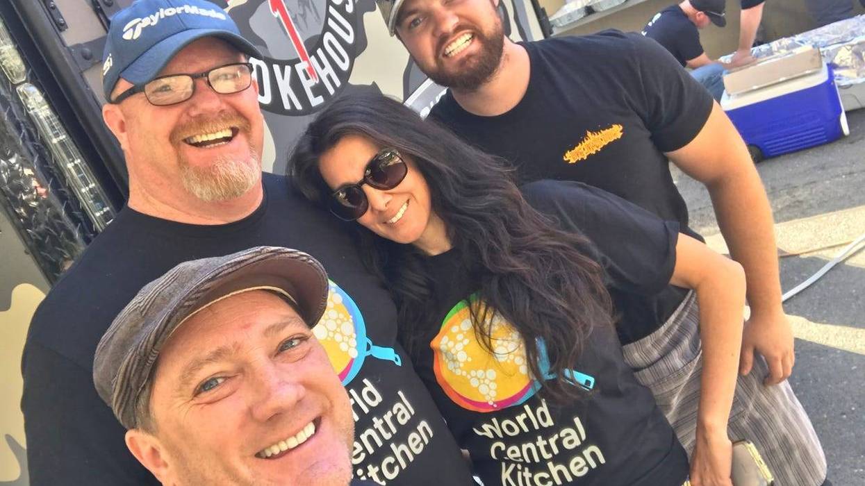 Liam and his Foodie Chap Team at World Central Kitchen in Santa Rosa (Photo credit: Foodie Chap/Liam Mayclem)