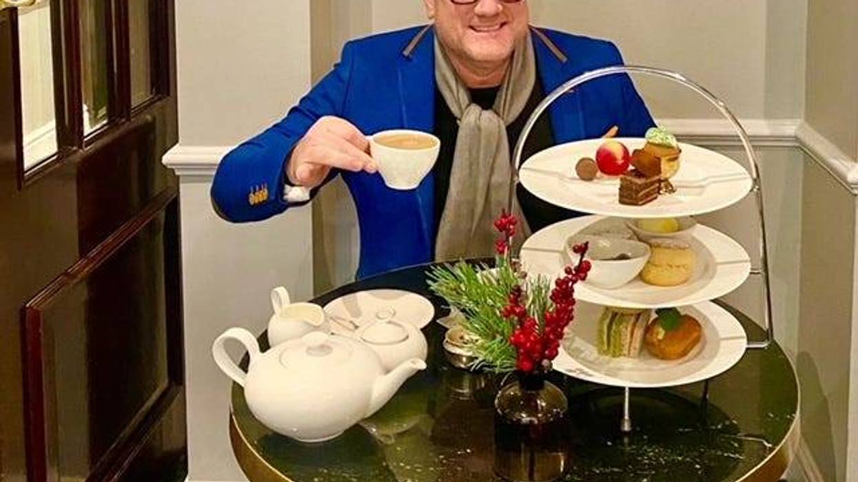 Liam enjoys afternoon holiday tea at Dukes Hotel, London