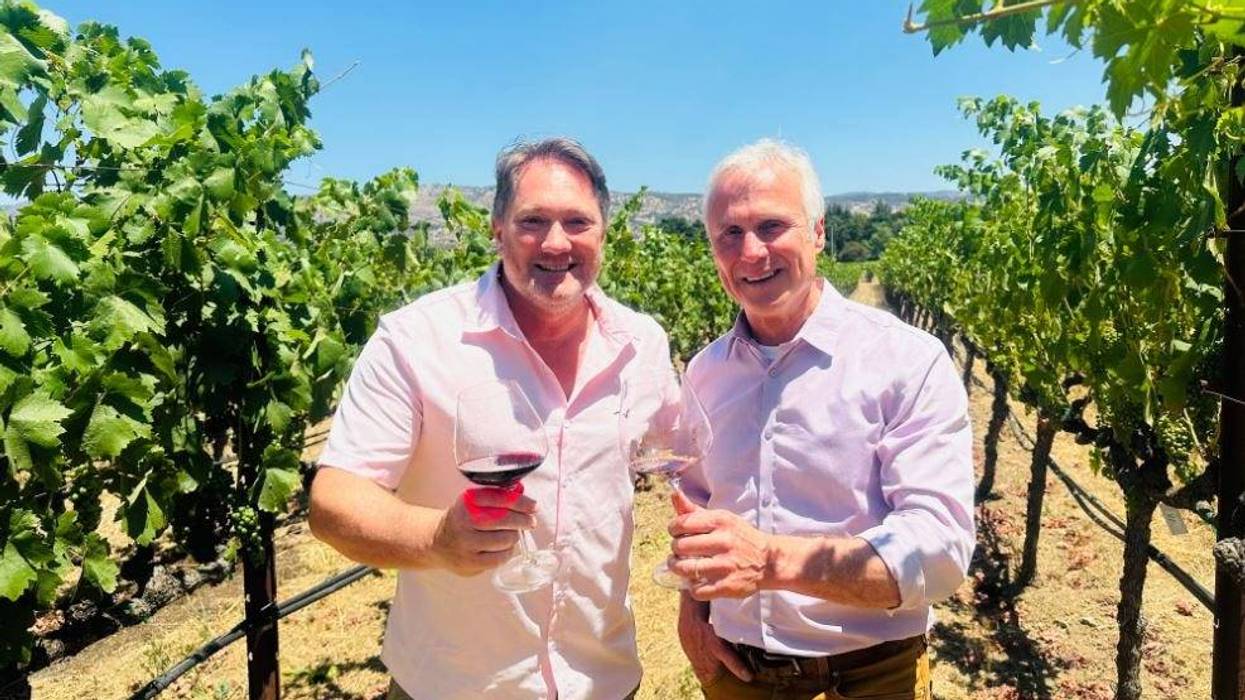 Liam Mayclem at Robert Biale Vineyards with Bob Biale.