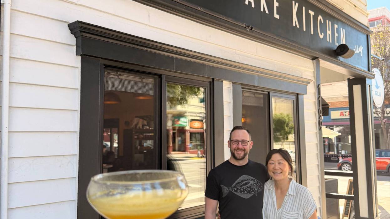 Liam Mayclem cheers May and Dave Seto Wasem of Grand Lake Kitchen, San Francisco