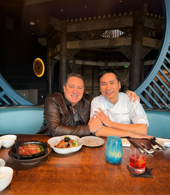 Liam Mayclem with Chef Boon.