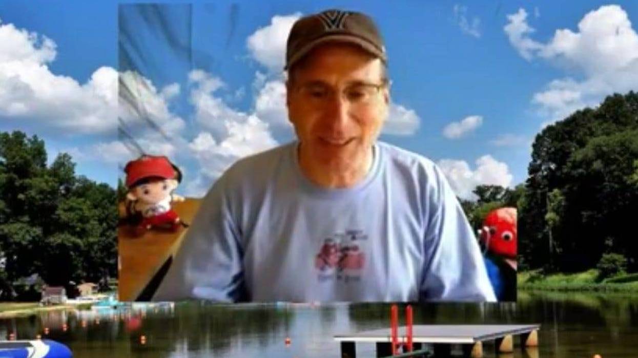Liberty Lake Day Camp owner and director Andy Pritikin conducts a virtual Friday assembly.