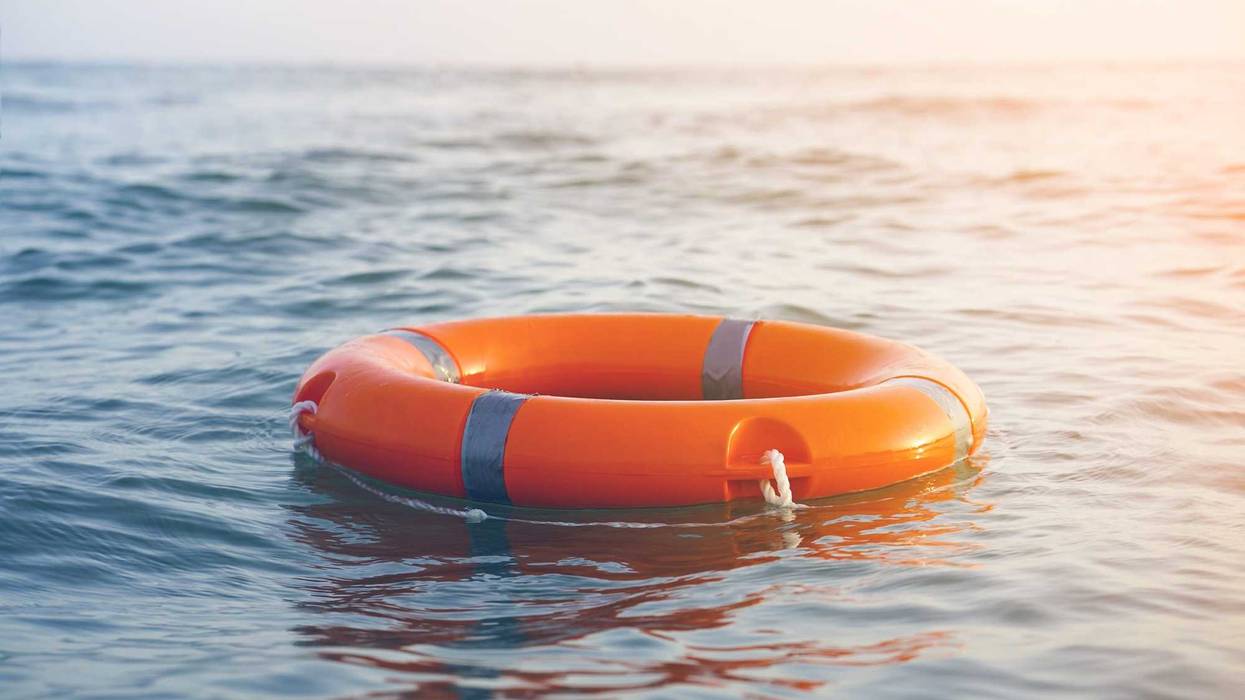 Life preserver floating in the water.