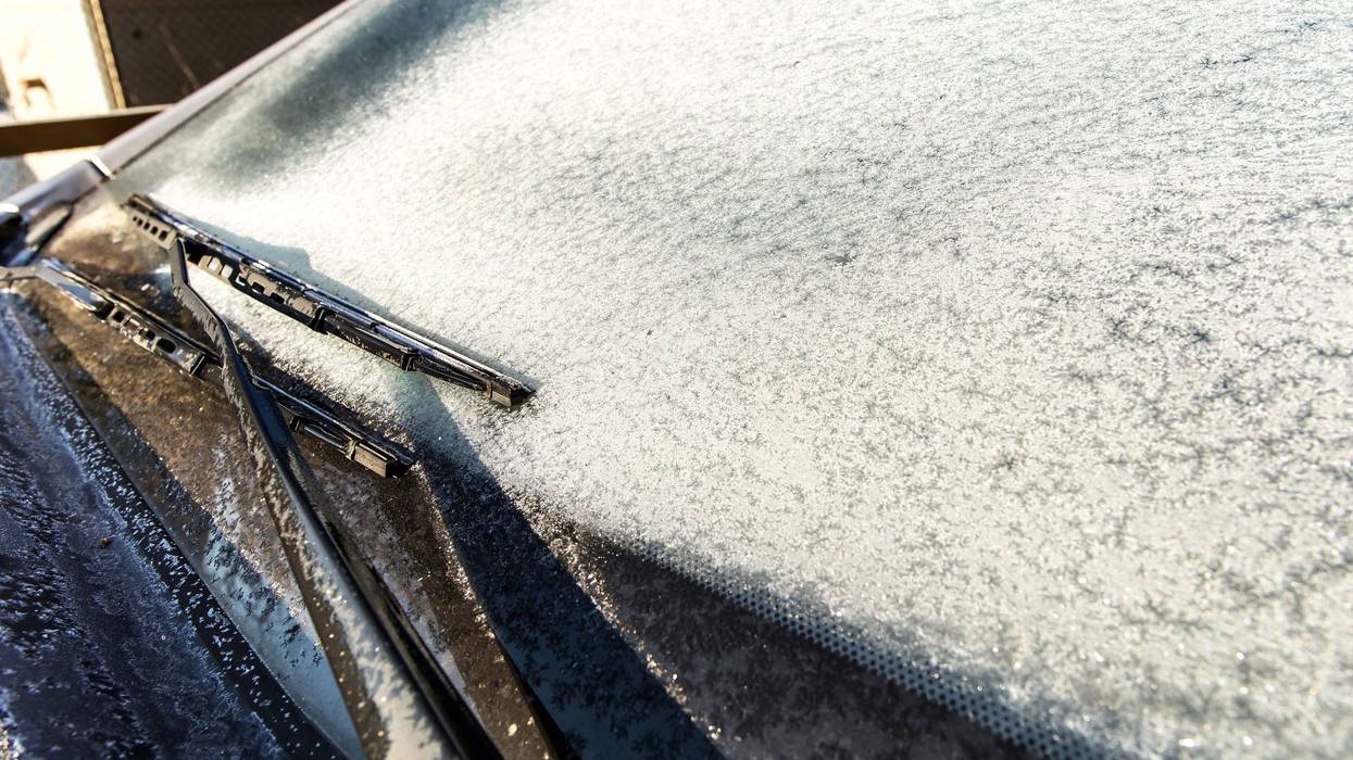 Light snow on a car's windshield