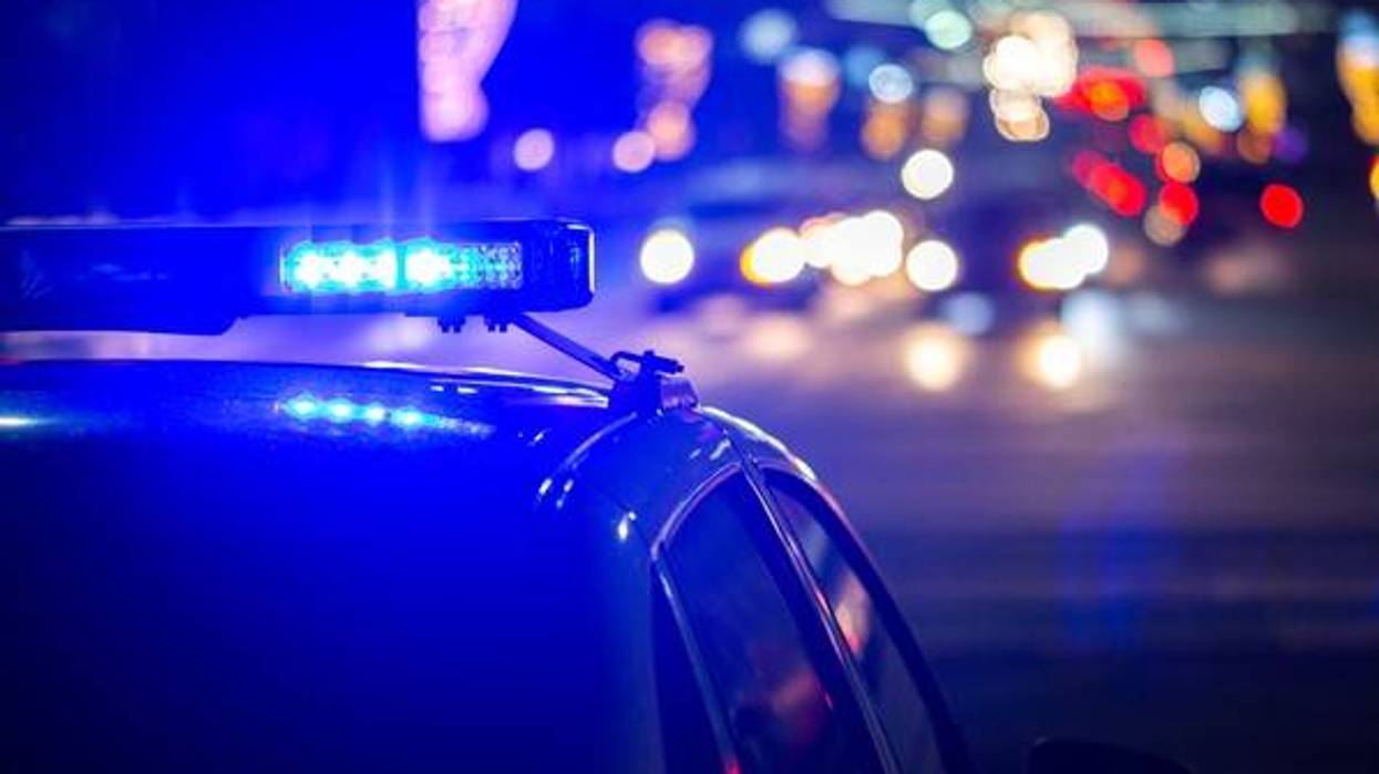 Lights from emergency vehicles at the scene of a crash
