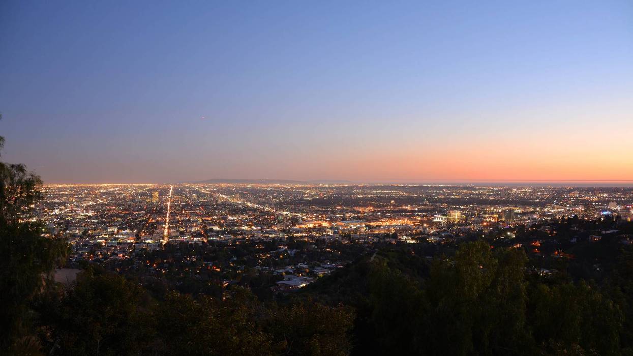 lights of los angeles under a sunset horizon