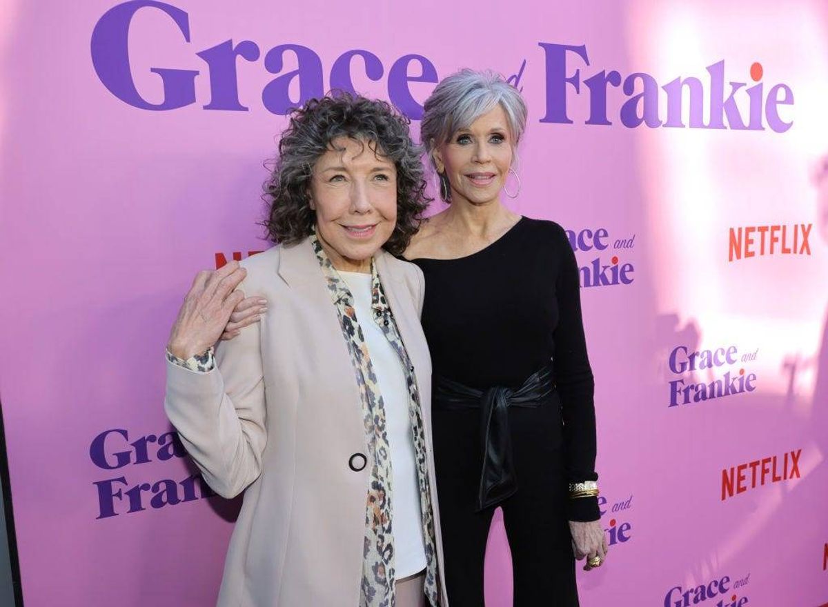 Lily Tomlin and Jane Fonda attend the Los Angeles Special FYC Event For Netflix's "Grace And Frankie" at NeueHouse Los Angeles on April 23, 2022 in Hollywood, California