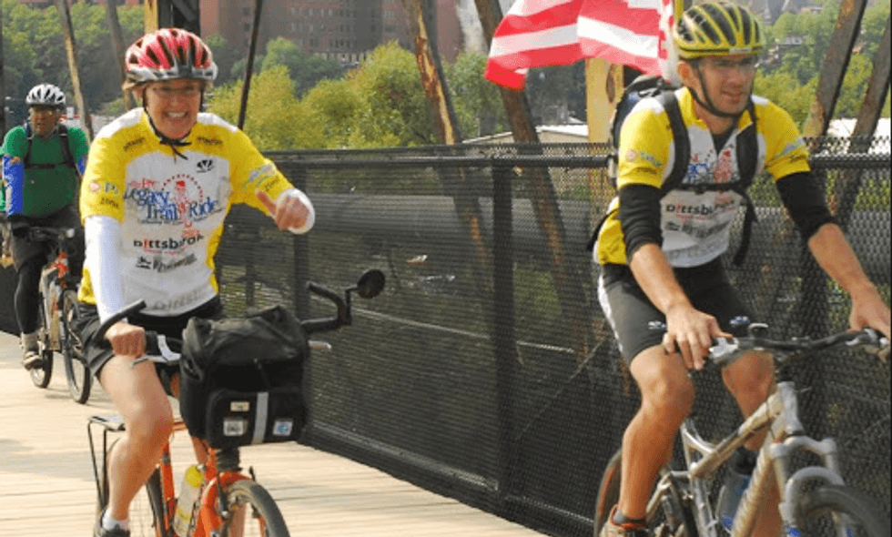 Linda Boxx (L) has ridden the trail from Pittsburgh to Washington, DC three times!