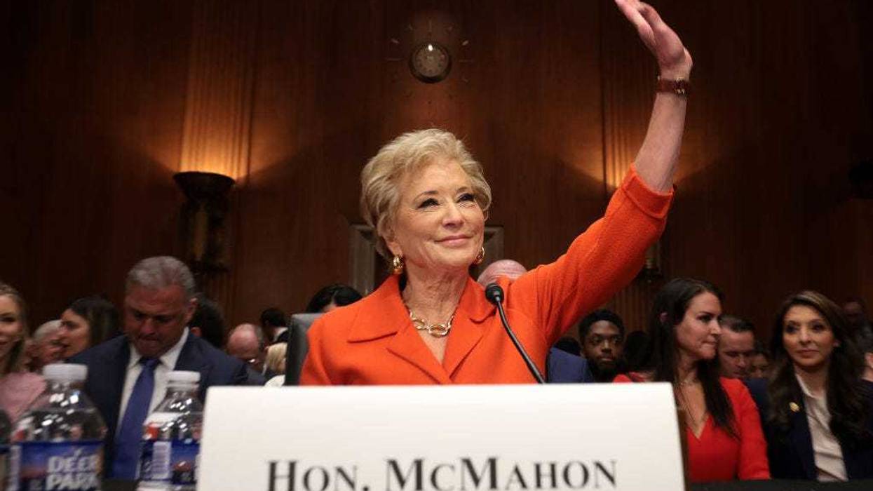 Linda McMahon, President Donald Trump’s nominee to be Secretary of Education, arrives for her Senate Health, Education, Labor and Pensions Committee confirmation hearing in the Dirksen Senate Office Building on February 13, 2025 in Washington, DC.