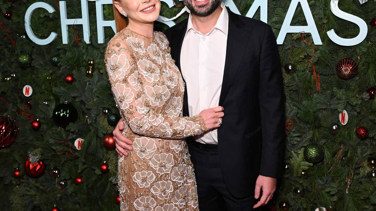 Lindsay Lohan and Bader Shammas attend Netflix’s Falling For Christmas Celebratory Holiday Fan Screening with Cast & Crew on November 9, 2022 in New York City