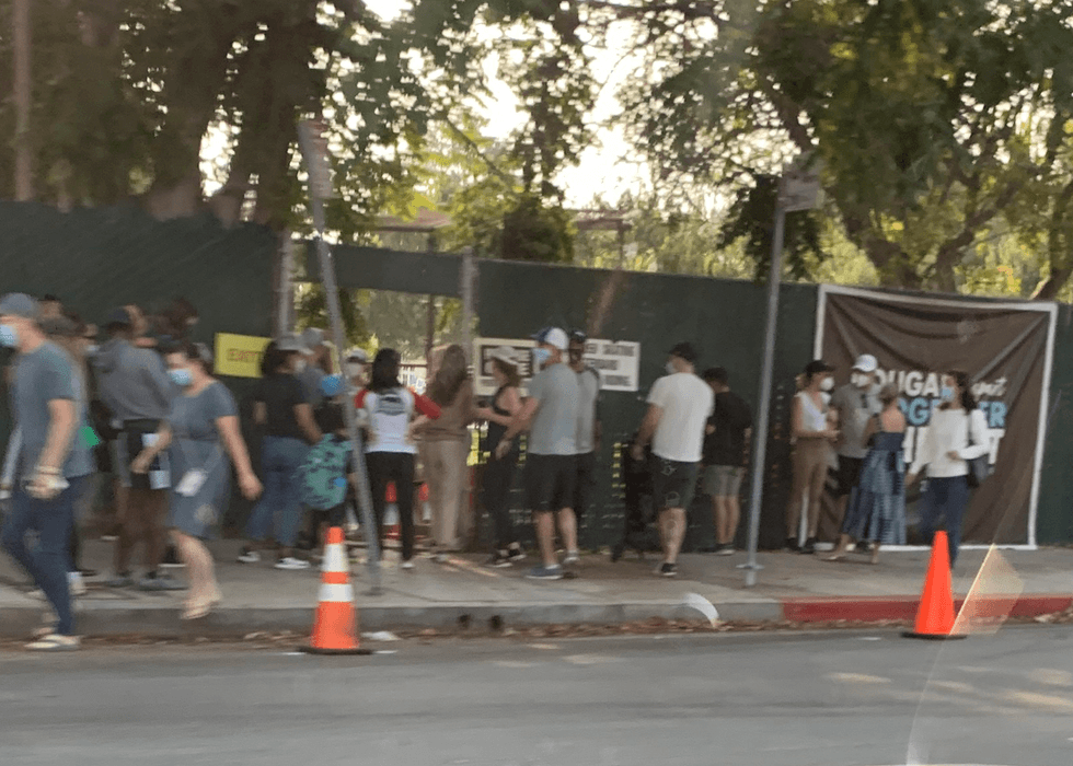 Line outside Carpenter Elementary School