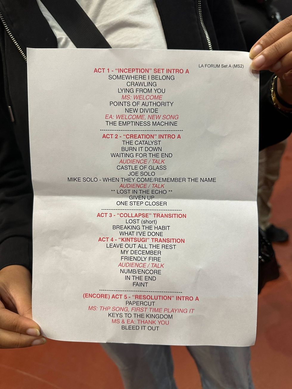 Linkin Park Setlist