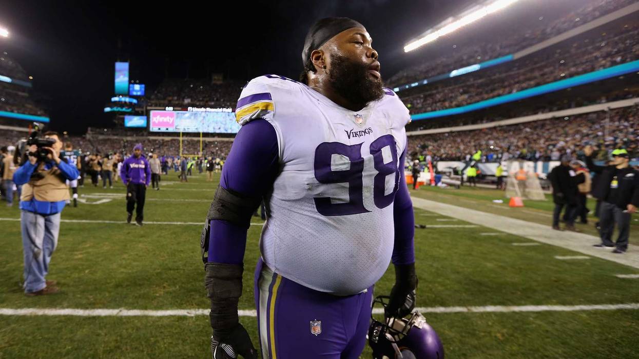 Linval Joseph #98 of the Minnesota Vikings in 2018. Joseph is among those who've had their homes ransacked and their belongings stolen. Joseph's home is in Sunfish Lake, Minnesota.
