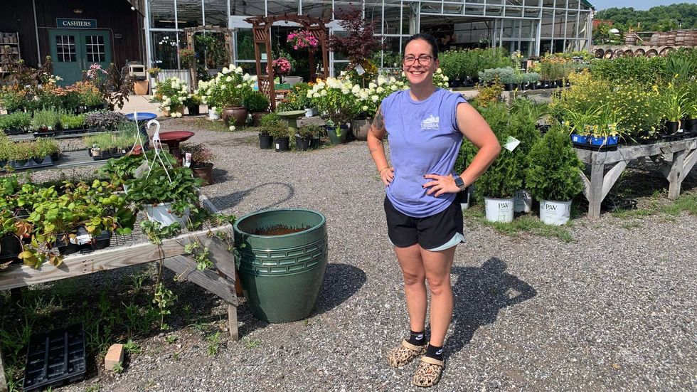 Linvilla Orchards Garden Center Manager Lauren Mangual says visitors are spending less time than usual picking fruit.
