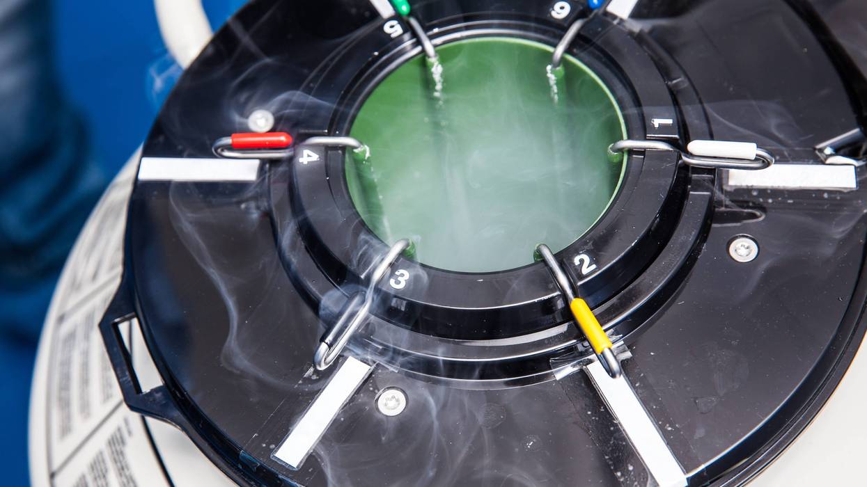 Liquid nitrogen cryogenic tank at life sciences laboratory