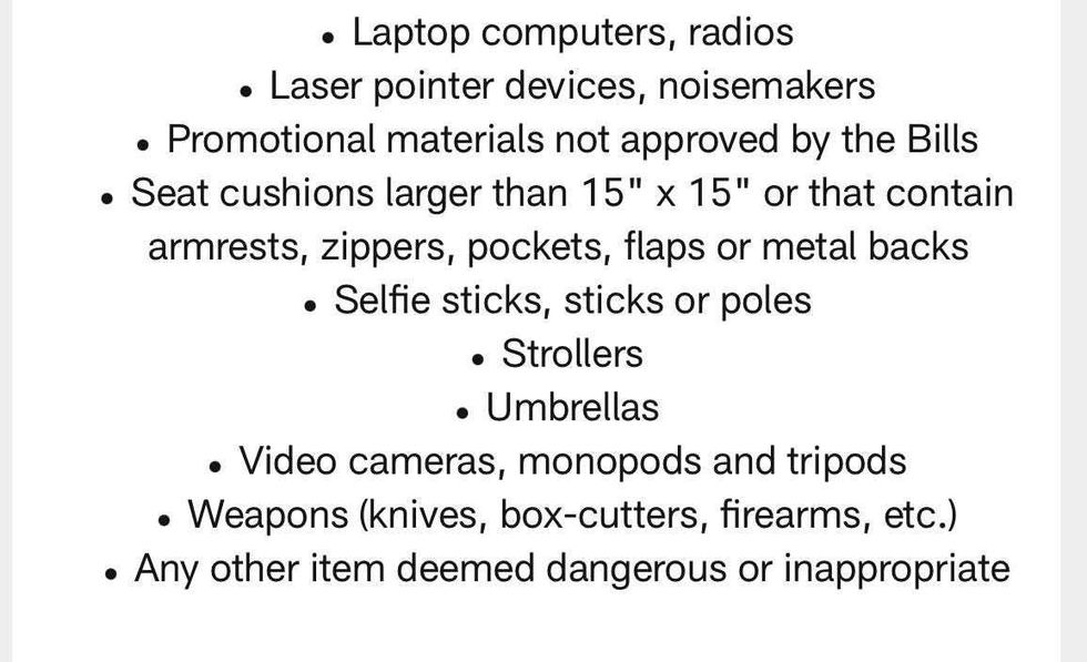 list of prohibited items