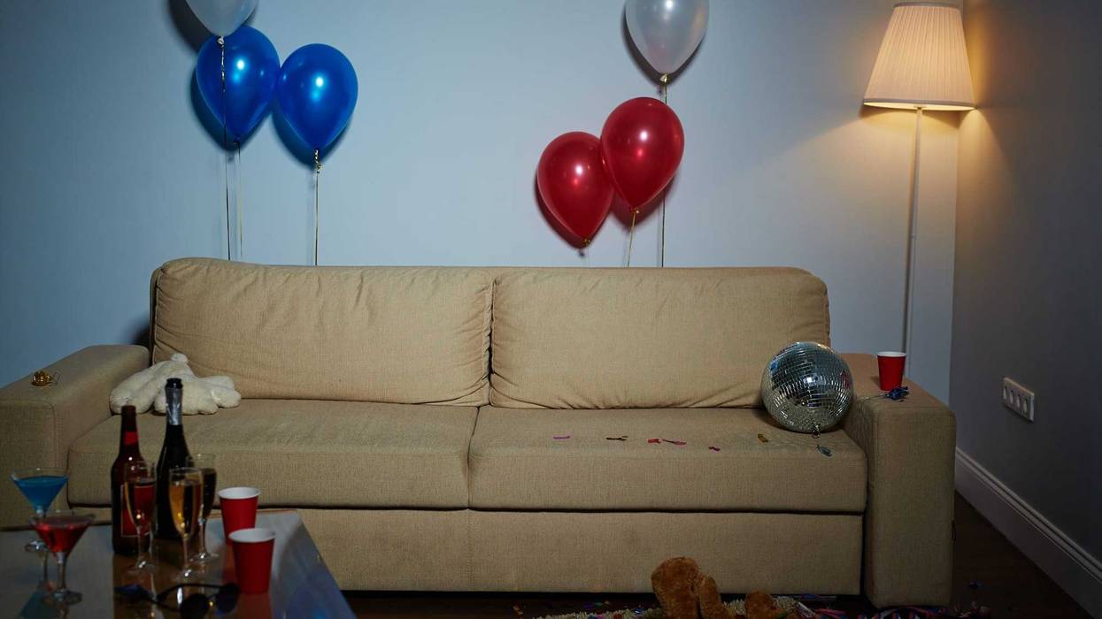 Living room after a house party.