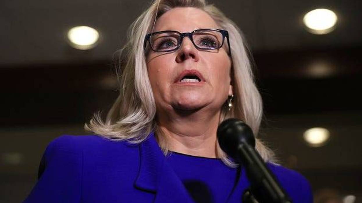 Liz Cheney at microphone