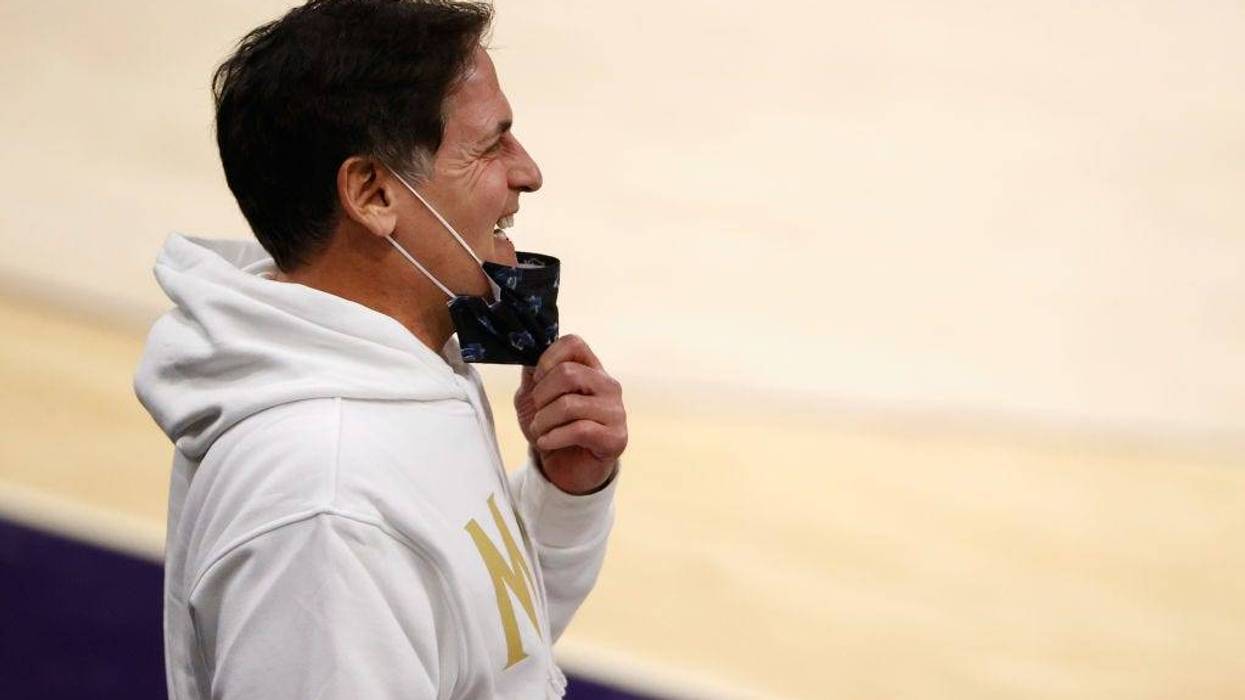 llas Mavericks owner, Mark Cuban reacts to players during warm-ups to the NBA game against the Phoenix Suns at PHX Arena on December 23, 2020 in Phoenix, Arizona.