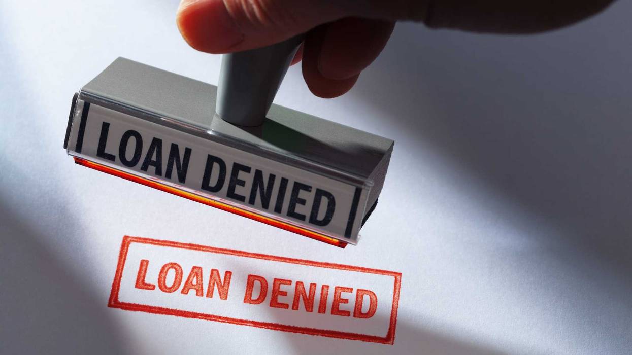 Loan rejected stamp stock photo.